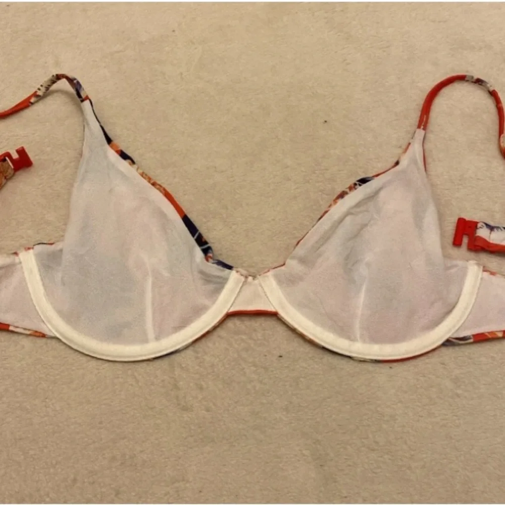 ASOS Coral and Navy Floral Bikini Top